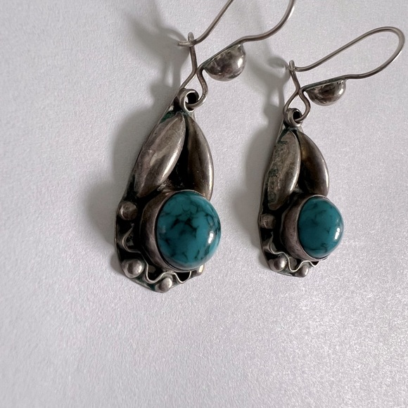 Vintage Sterling 925 Indian style dangle earrings - Picture 2 of 5